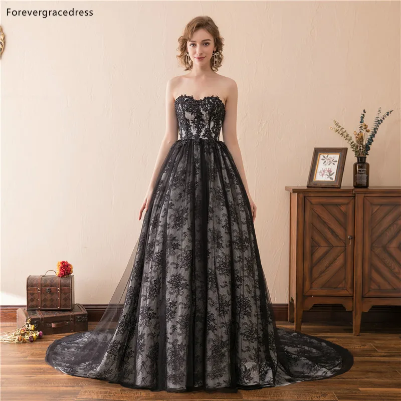 Женское вечернее платье с открытой спиной Forevergracedress черное кружевное большого