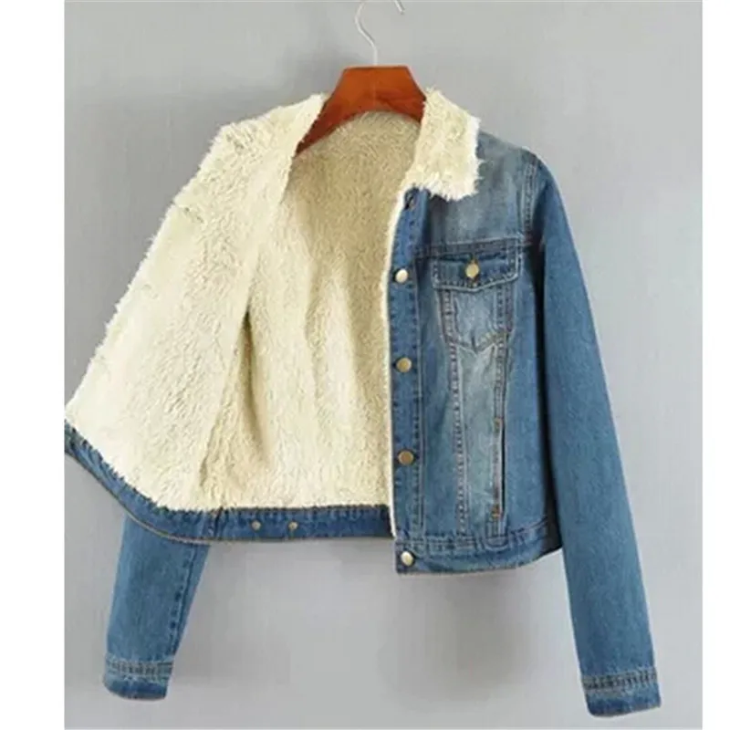 Новое поступление 2016 джинсовые куртки для женщин флисовое тонкое осеннее пальто