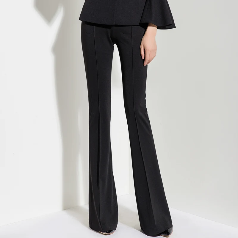 Женские весенне осенние однотонные брюки клеш с высокой талией|flare pants|pants
