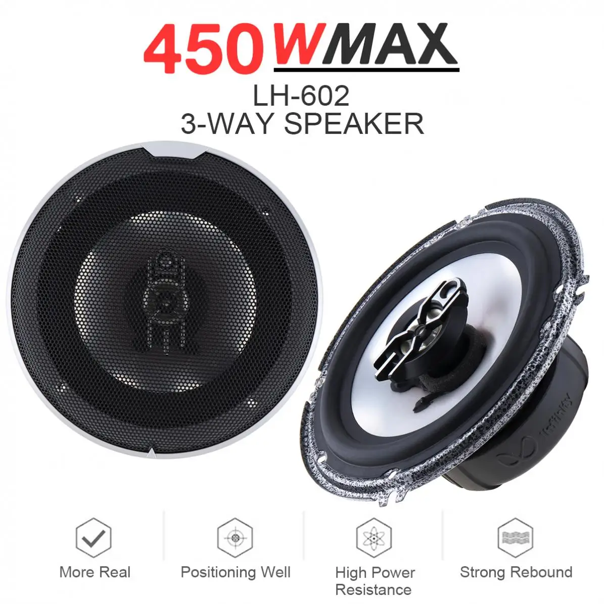 

2pcs 12V 6 Inch 450W 3 Way Car Coaxial Auto Audio Music Stereo Full Range Frequency Hifi Speakers Non-destructive Installation