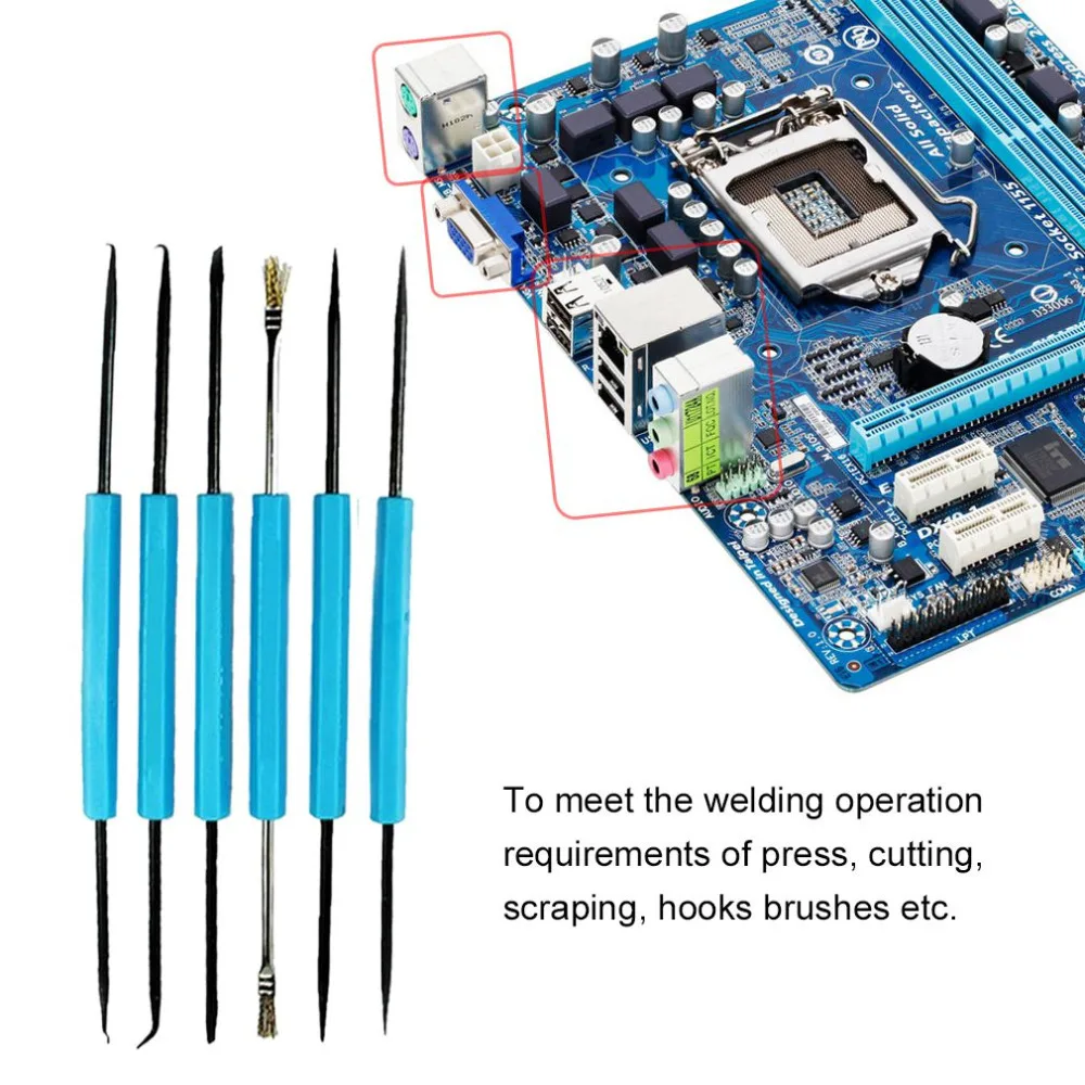 6pcs Desoldering Aid Tool Circuit Board Soldering Welding Auxiliary Tools Assist Set PCB Cleaning Kit Repair | Инструменты