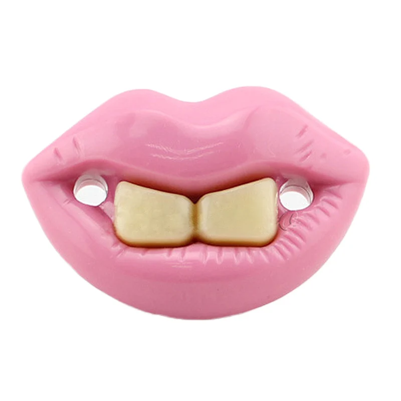 Новая забавная Соска пустышка для малыша большой рот розовые губы и зубы