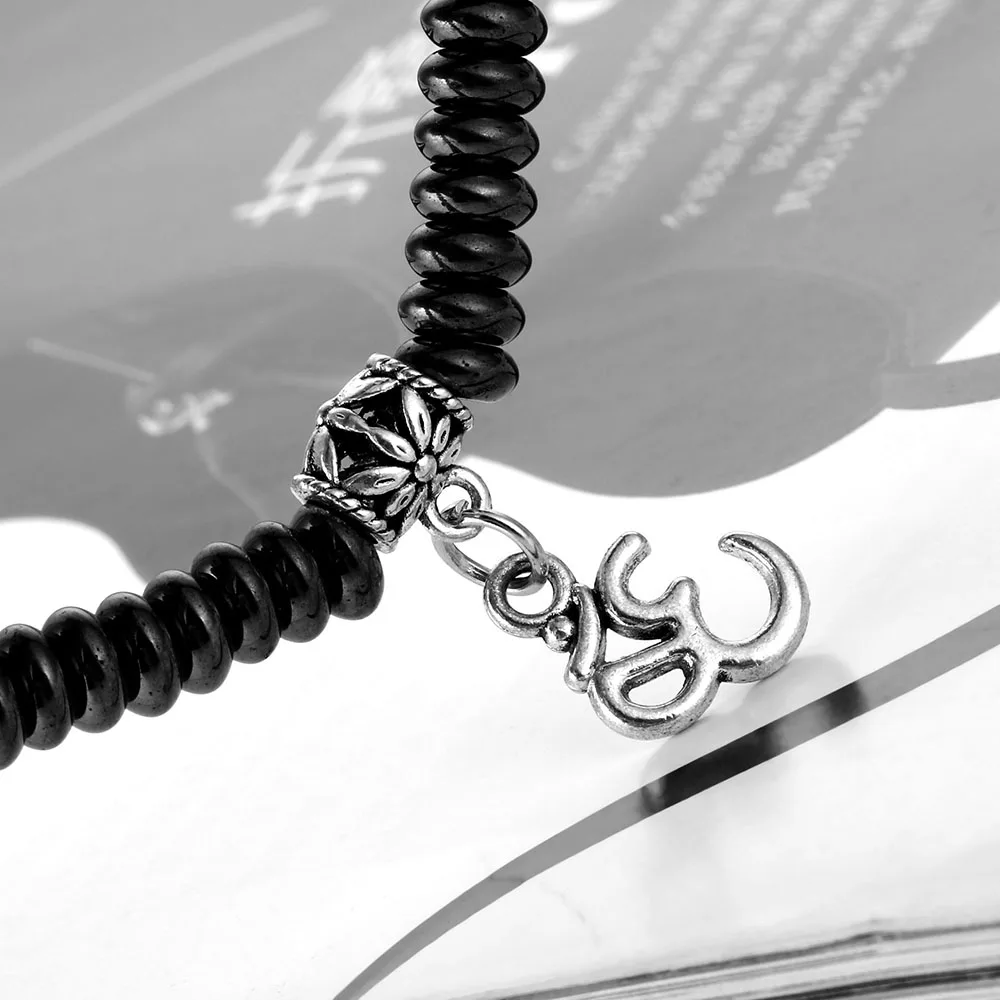 DAXI Classic OM Rune Strand браслеты для йоги &amp Bangles мужчин и женщин черный магнит из