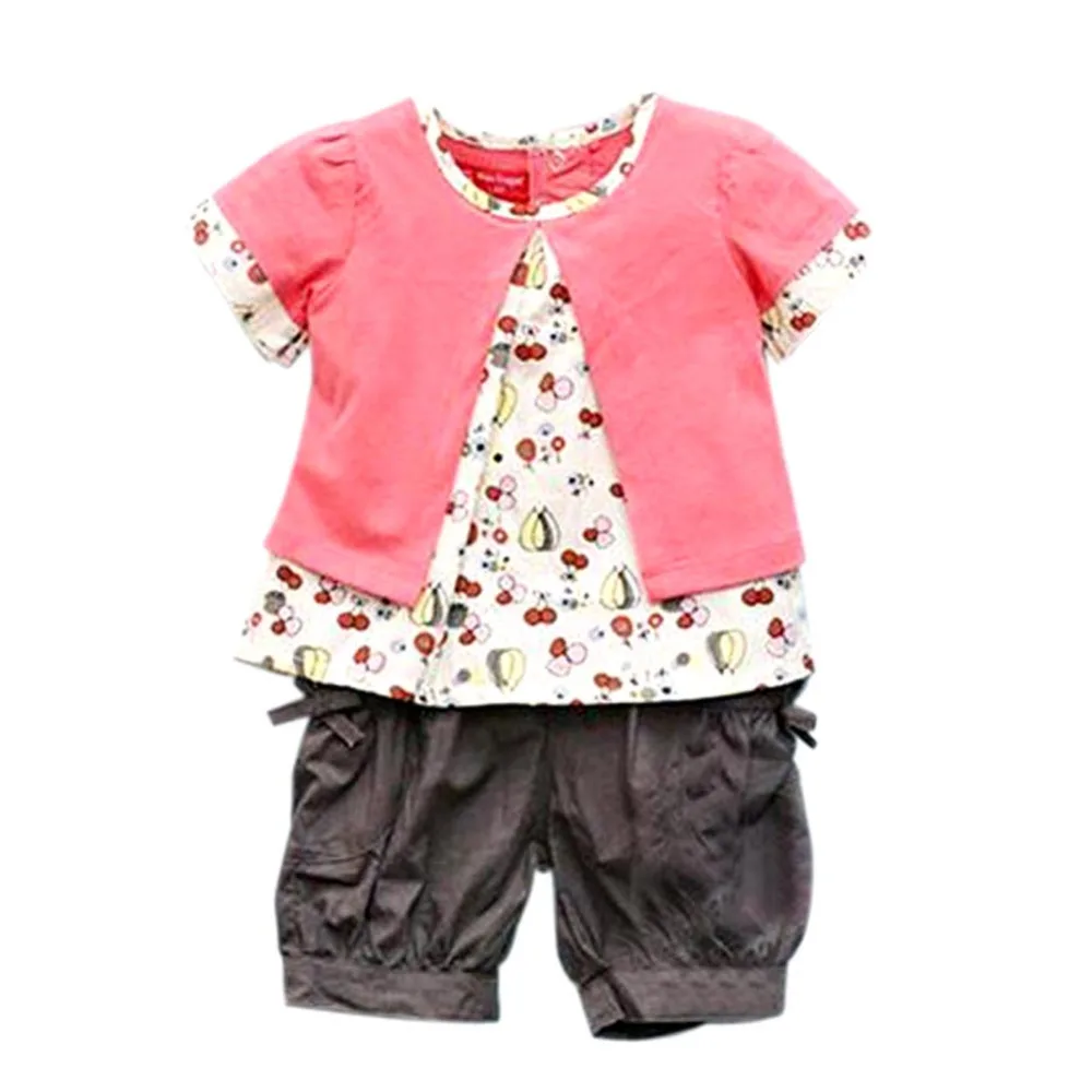 Комплект одежды из 3 предметов для маленьких девочек: топ с фруктовым принтом +