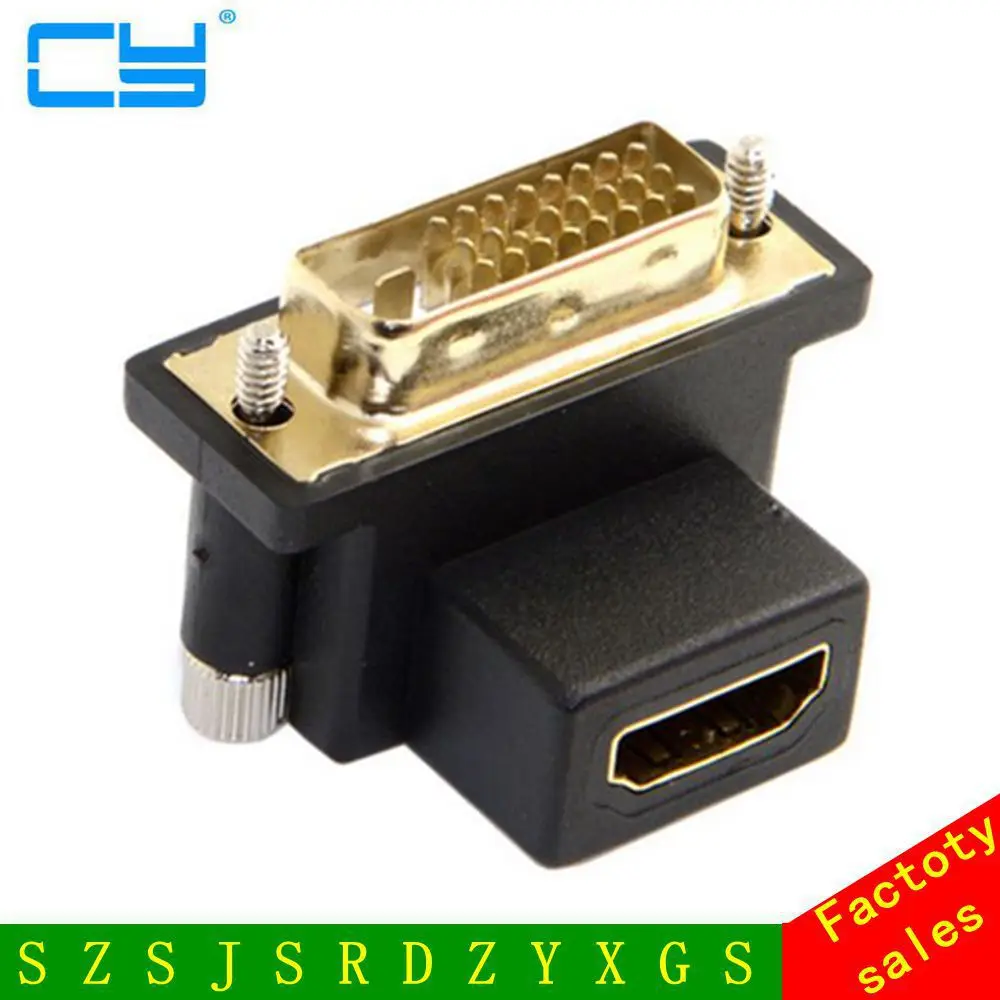 Поворотный адаптер 90 градусов вниз угловой разъем DVI папа HDMI совместимый мама для