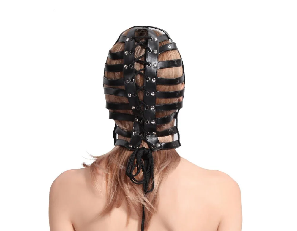 Вырезами черного цвета из искусственной кожи с капюшоном маска для мужчин и