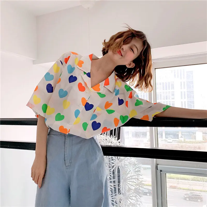 Универсальная однобортная рубашка Alien Kitty летняя Простая с короткими рукавами и