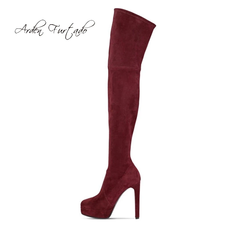 Женские сапоги-стрейч Arden бордовые сапоги на высоком каблуке 14 см весну-осень 2019 |