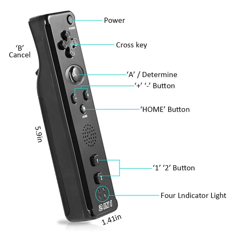 Беспроводной геймпад со встроенным mote управлением Motion Plus Wii Nunchuck для wii 2 в 1