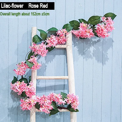 152cm Rose Red Xuanxiaotong сиреневые искусственные цветы лоза Магнолия цветок розы из ротанга для весны свадебная АРКА аксессуары подвесная настенная гирлянда - Цвет: 152cm Rose Red