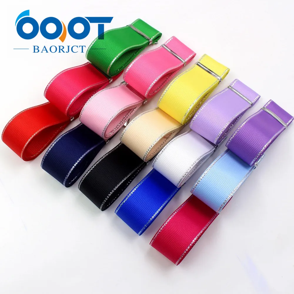 Двухсторонние ленты OOOT BAORJCT серебристые Двусторонние из grosgrain 25 мм 10 ярдов