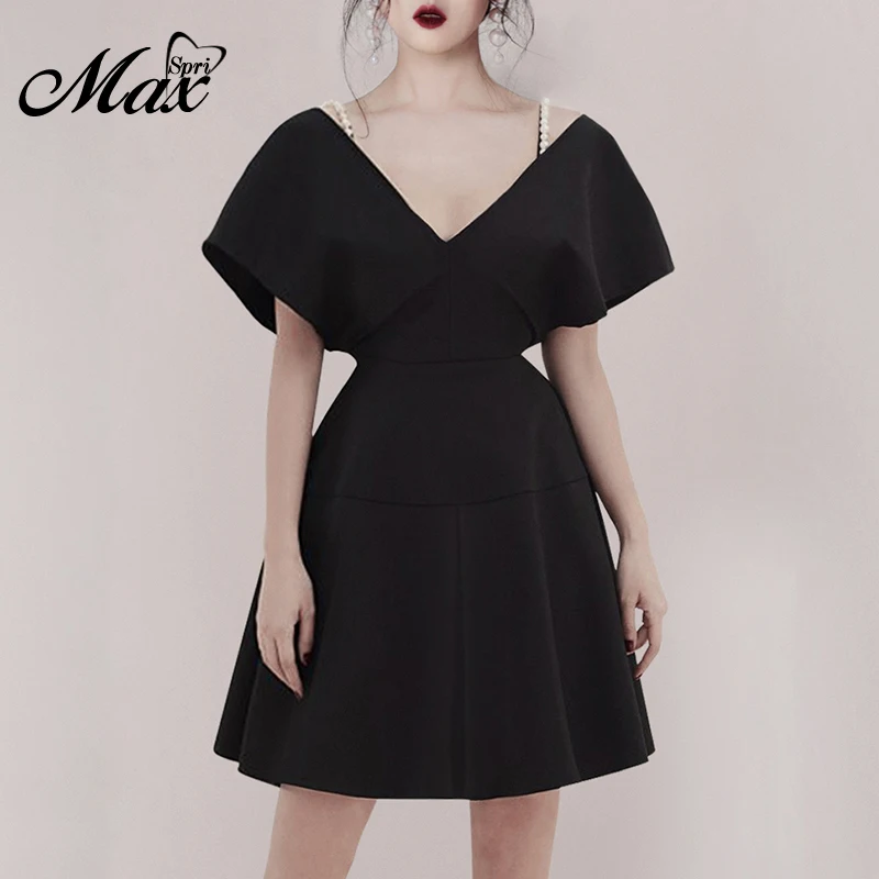 Женское ТРАПЕЦИЕВИДНОЕ ПЛАТЬЕ Max Spri черное Повседневное платье на тонких