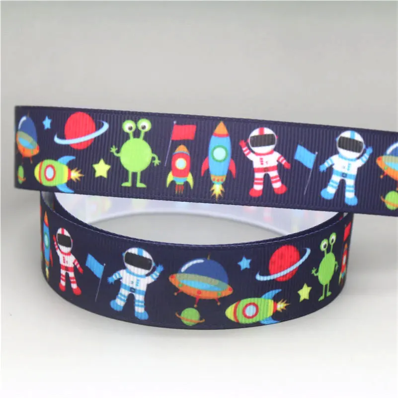 DHK 7/8'' 10yards quatrefoil space robot printed grosgrain Ribbon Accessory hairbow headwear decoration Wholesale OEM B1753 | Дом и