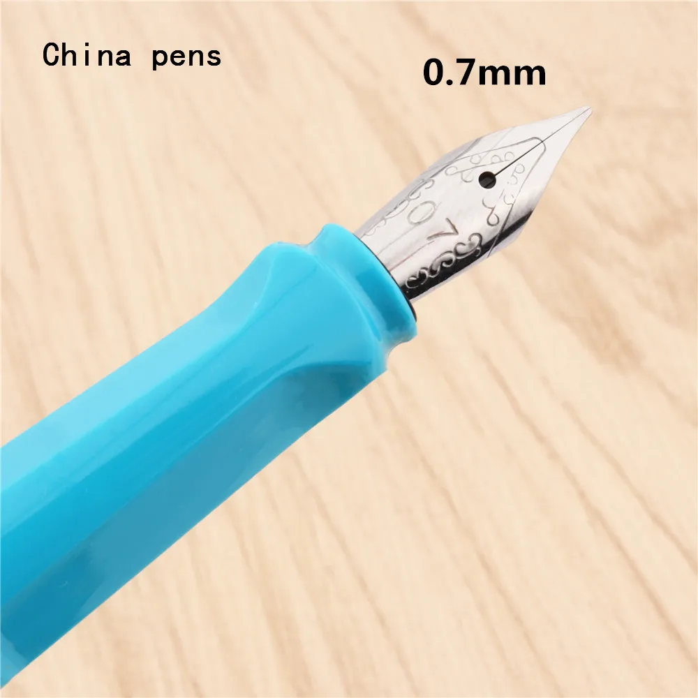 Роскошный Jinhao 873 небесно-голубая английская каллиграфия Duckbill параллельная художественная ручка цветок тело плоская тибетская Арабская авторучка - Цвет: 0.7mm-pen