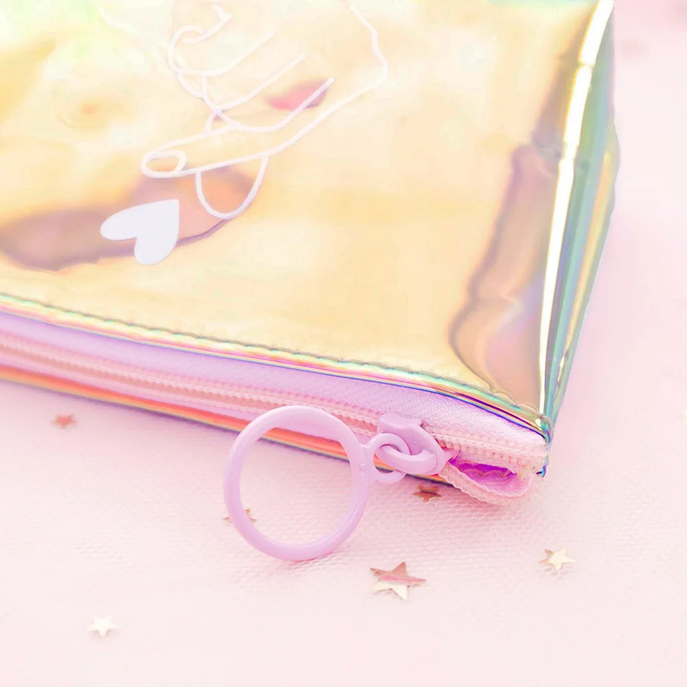 

PULUE Fashion Trend Laser Short Wallet Girl Transparent Coin Purse Card Holder Cute Small Handbag Student Money Bus Card Key Bag