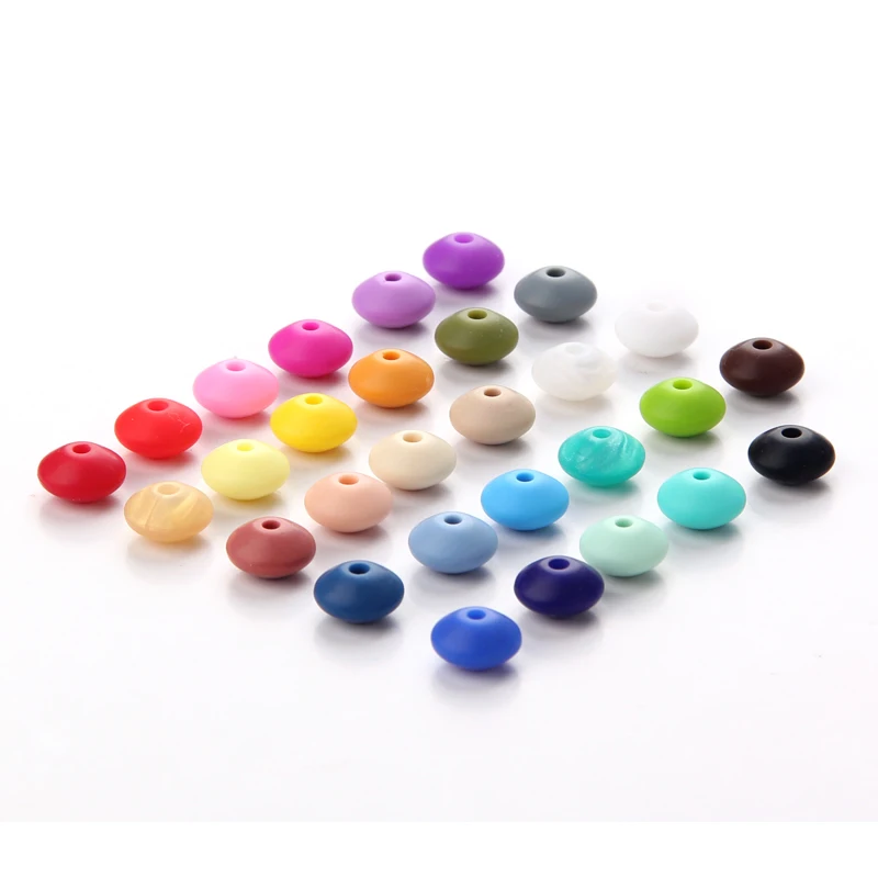 100 piezas juguetes de dentici&oacute;n &aacute;baco cuentas de silicona lentejas 12mm sin Bpa juguete para beb&eacute; diente Diy collar de mordedor joyer&iacute;a de cuentas cuidado del beb&eacute;-0