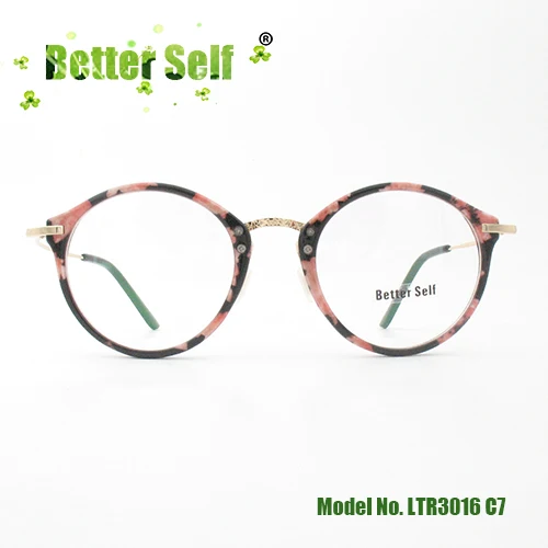 C7 Круглые очки Ретро рамка мужчины могут сделать компьютер Lentes PC Opticos Mujer металлические очки с дужками женщины беттер Селф сток LTR3016 - Цвет оправы: C7