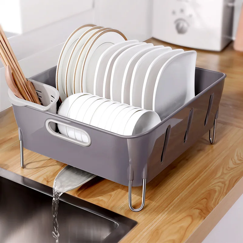Cupboard Plastic Kitchen Drain Dish Rack With Lid Tableware Cutlery Storage Box Put Drip | Дом и сад