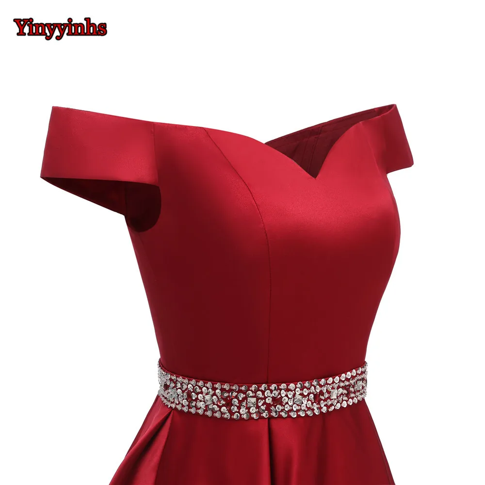 

Cheap Short Beaded Prom Dresses 2020 Sexy Backless Off Shoulder Homecoming Dress Robe De Soiree Cocktail Gown with Pockets GG78