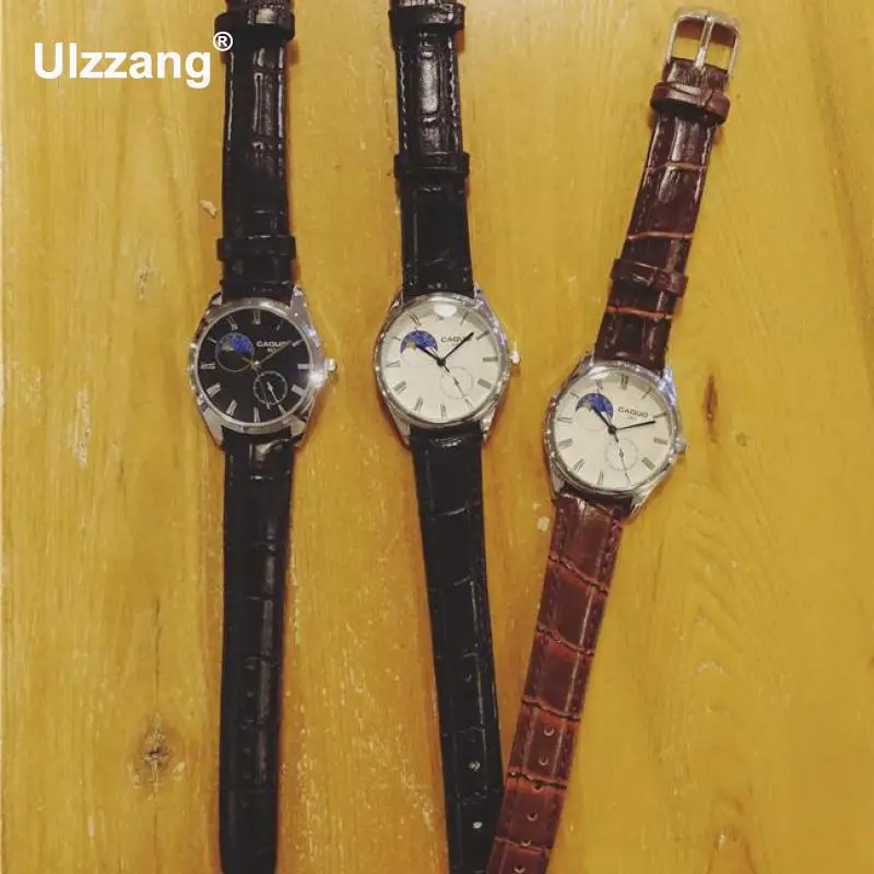 Классические наручные часы кожаные деловые мужские и женские черные коричневые