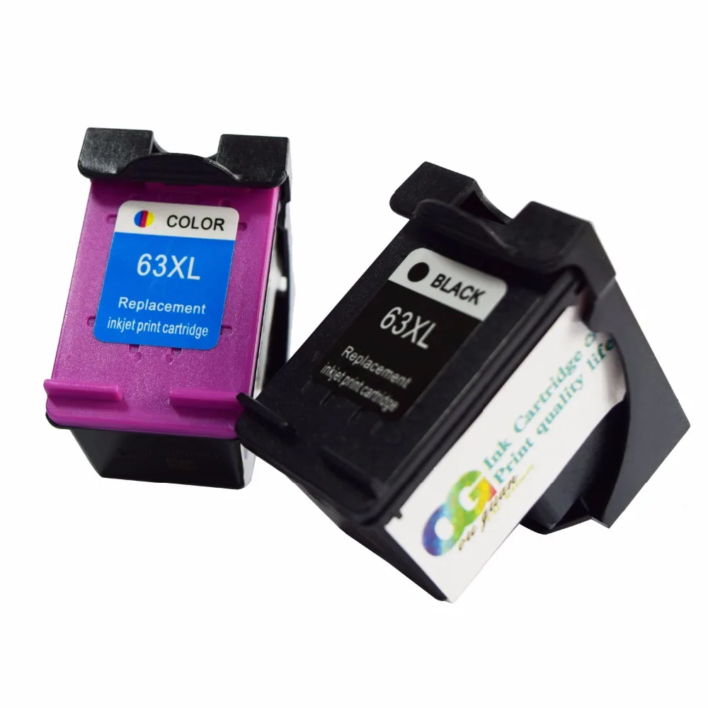 2pk совместимый для hp 63 63XL переработанного чернильного картриджа для hp 1110 2130 3630 3632 3830 4520 принтер