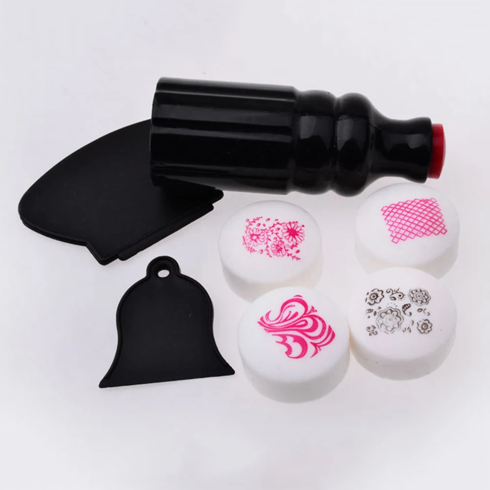 Штамп с двойной головкой и скребок для ногтей 3 шт. | Красота здоровье