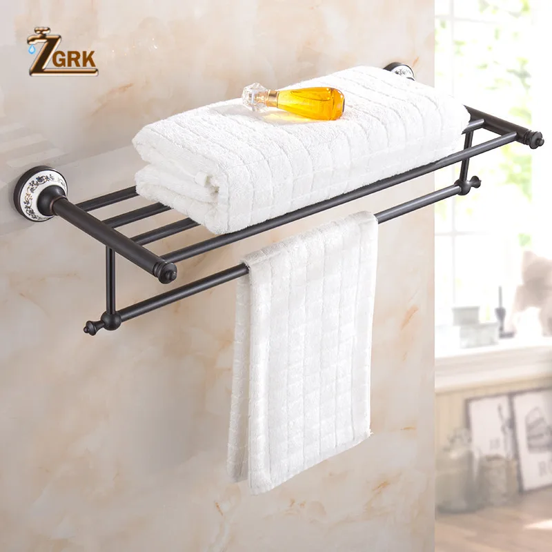 zgrk blue and white china style black brass toilet brush bathroom luxury residential round towel ring bathroom hardware kit free global shipping