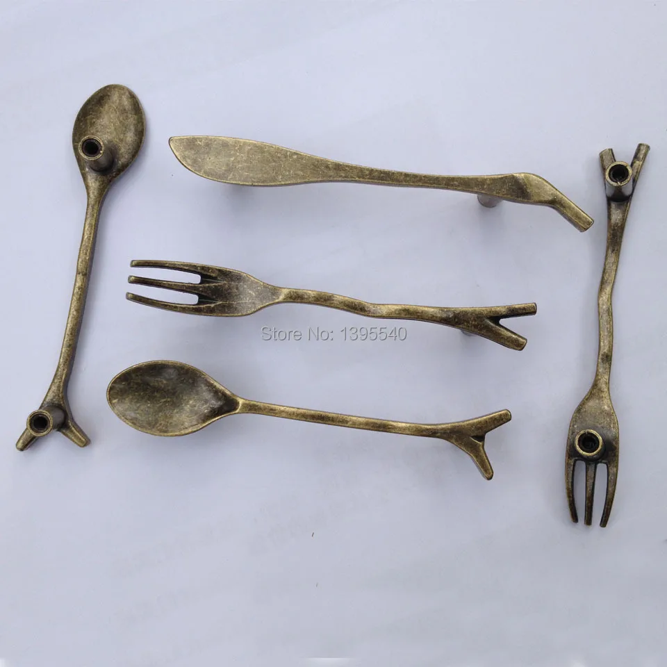 Новинка 15 шт. бронзовая ложка нож вилка ручки для мебели детской спальни кухонный