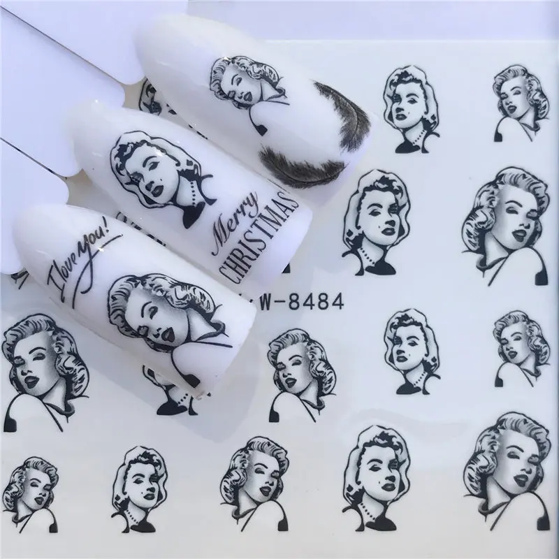 YZW-8484 YWK дизайн кролик/кошка/цветок/персонаж дизайн ногтей водная переводная наклейка наклейки для ногтей - Цвет: YZW-8484