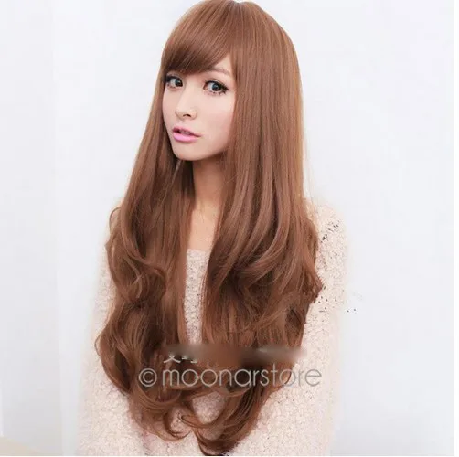 28 ''(70 см) Корея Perruque Cheveux Naturel синтетические вьющиеся большие волнистые длинные женские волосы парики термостойкие парик для студенческой вечеринки