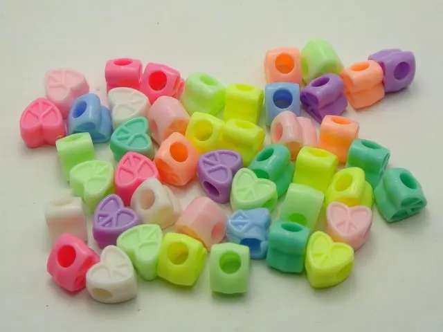 200 Mixed Pastel Color Acrylic Cute Love Heart Pony Beads for Kids Kandi Craft | Украшения и аксессуары