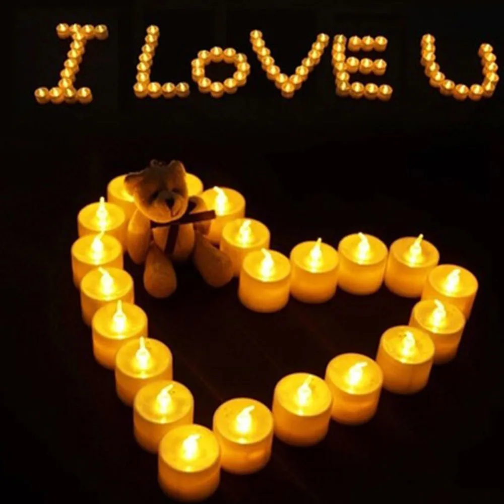 6 шт. светодиодные свечи мерцающие беспламенные Чайные любовь батарея свет для