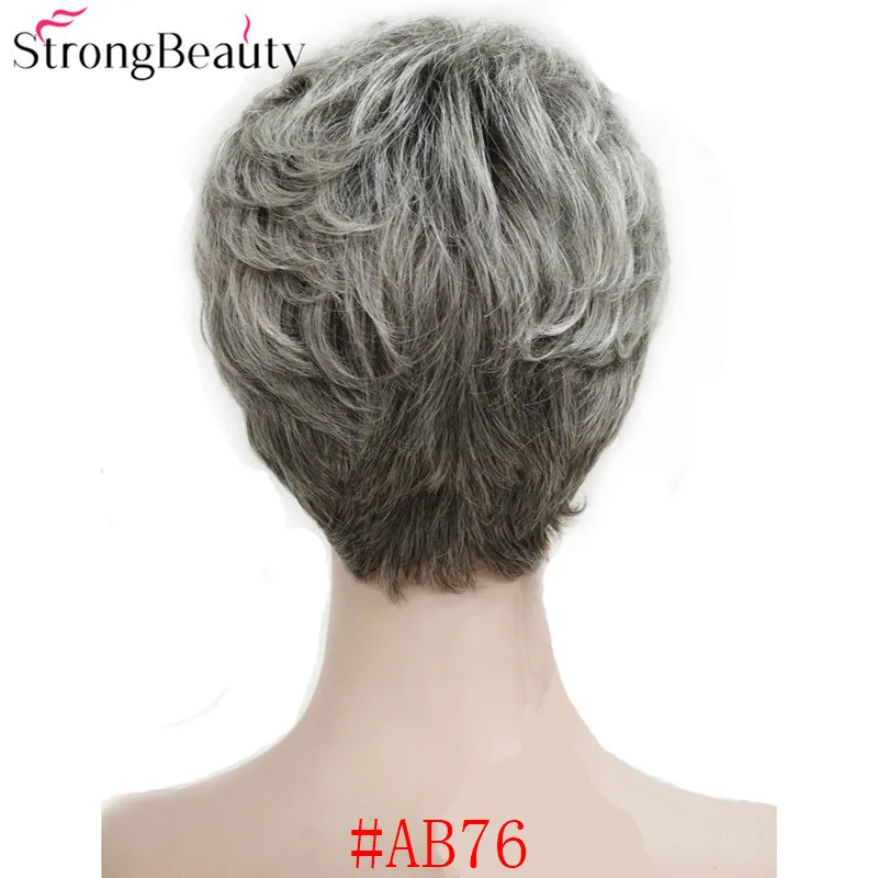 StrongBeauty синтетические Короткие Волнистые Волосы пышные натуральные светлые/серебристо-серые парики с челкой для женщин много цветов на выбор