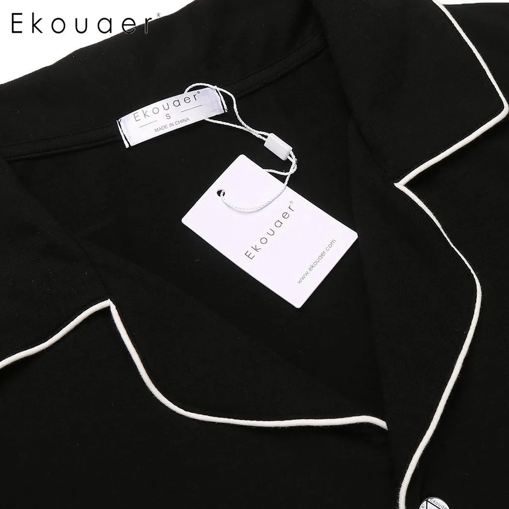 Ekouaer мужской пижамный комплект пижама с воротником и коротким рукавом топ