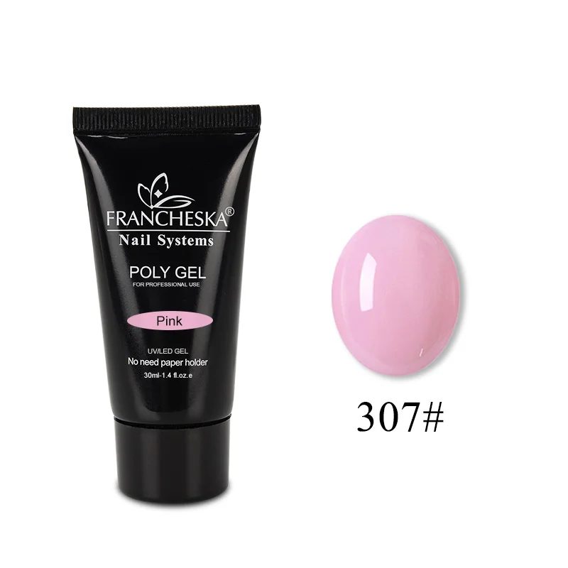 Polygel-307 30 мл полигель наборы Французский прозрачный дизайн ногтей камуфляж 7 цветов кончик для ногтей Форма Кристалл УФ гель полигель набор ломтик кисти гель для ногтей - Цвет: Polygel-307