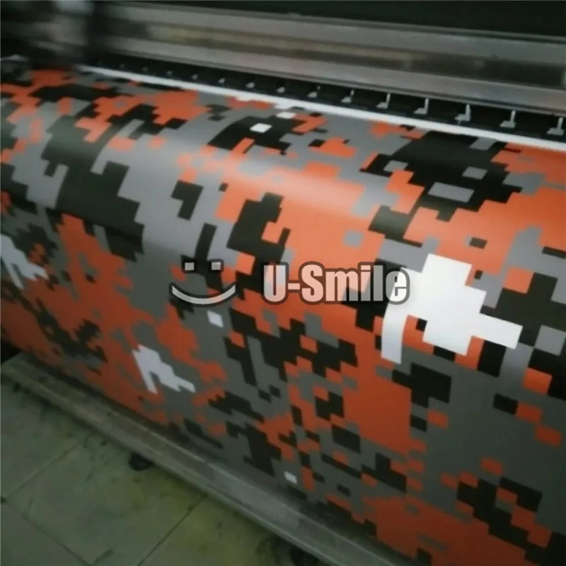 Цифровая оранжевая камуфляжная виниловая пленка фотопленка для SUV Truck Wrap Bubble
