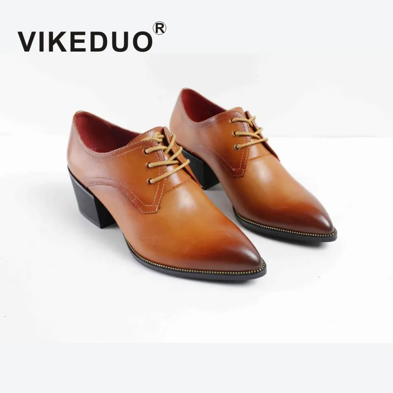 

VIKEDUO Summer New Ladies Derby Dress Shoes Classic Fashion Women Pointed Toe Shoe Genuine Cow Leather Handmade Sapatos Mujer