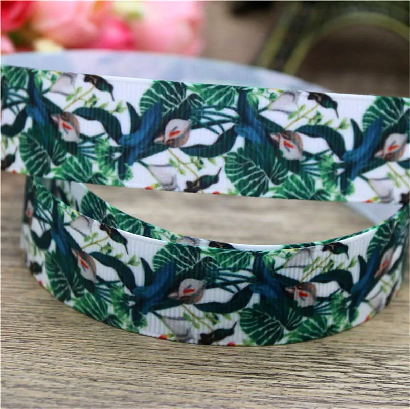 DHK 50 ярдов тропический лист напечатанный grosgrain ленточный аксессуар украшение для