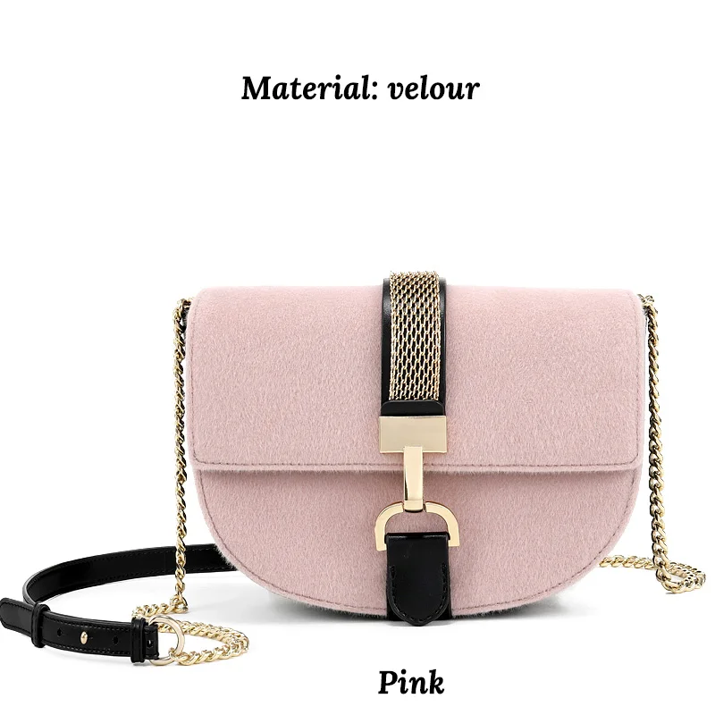 Pink-velour LACATTURA Роскошные женские сумочки Сумки через плечо для женщин Дизайнерская перемётная сумка для документов Замшевый клатч ретро Женская маленькая наплечная сумочка - Цвет: Pink-velour