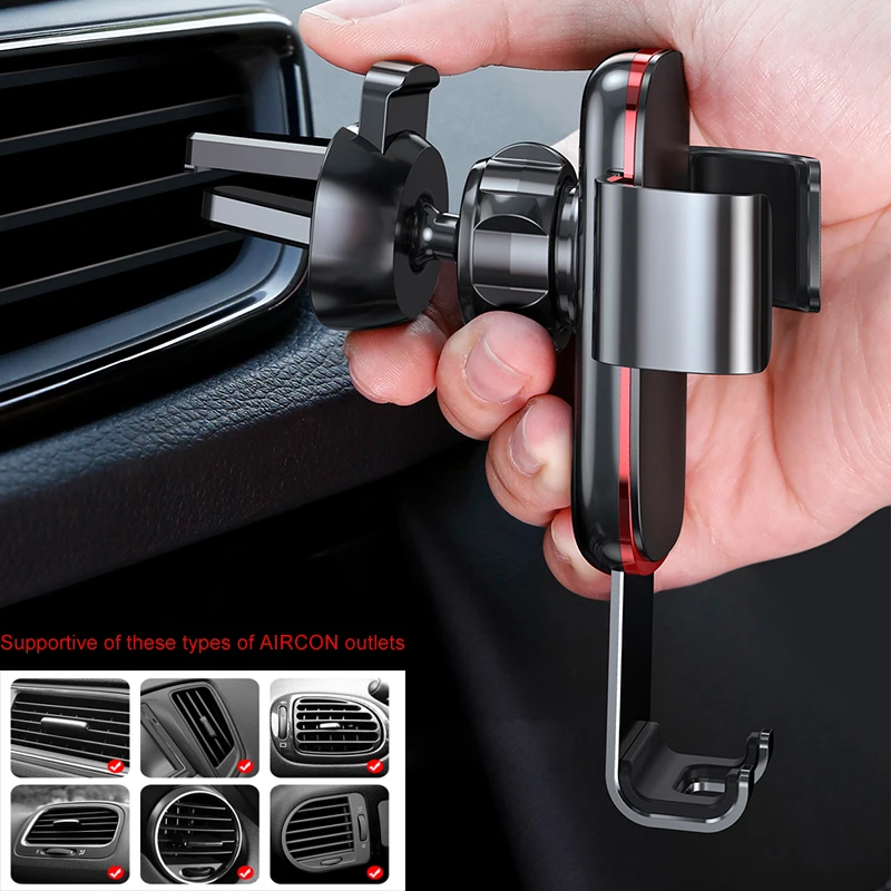 baseus air outlet phone holder in car auto locked gravity car holder universal phone holder stand mount for iphone 11 pro x xs 7 free global shipping