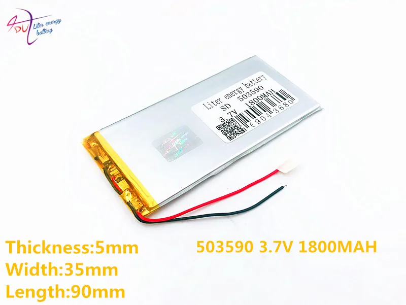 3,7 V 1800mAh 503590 053590 литий-полимерный Li-Po Li ion Перезаряжаемые Батарея клетки для Mp3 MP4 MP5 gps Мобильный bluetooth