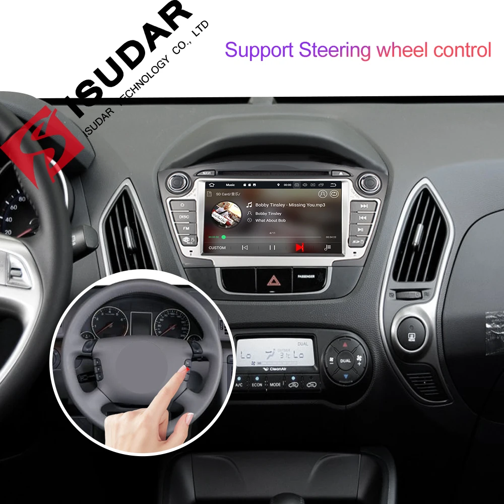 Isudar Автомобильный мультимедийный плеер gps 2 Din Android 9 для hyundai/IX35/TUCSON 2009- Canbus Авто Радио USB DVR dvd-плеер DSP FM