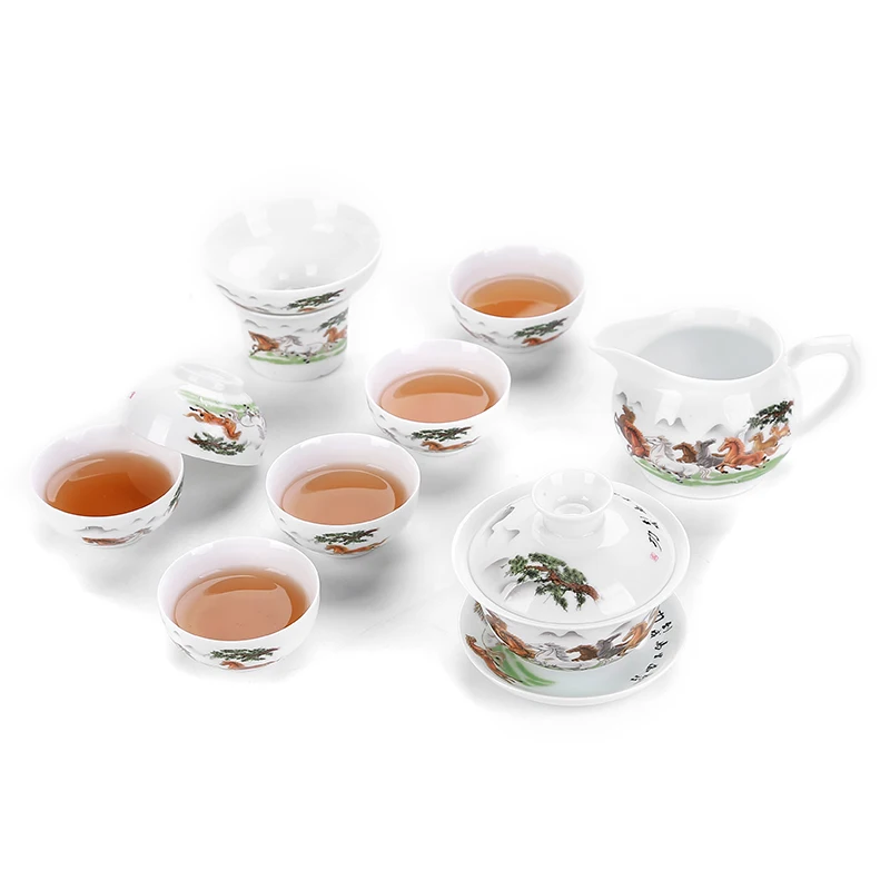 Кун фу &quot костяной фарфор Чай комплект Керамика чайник gaiwan чайная чашка для Пуэр
