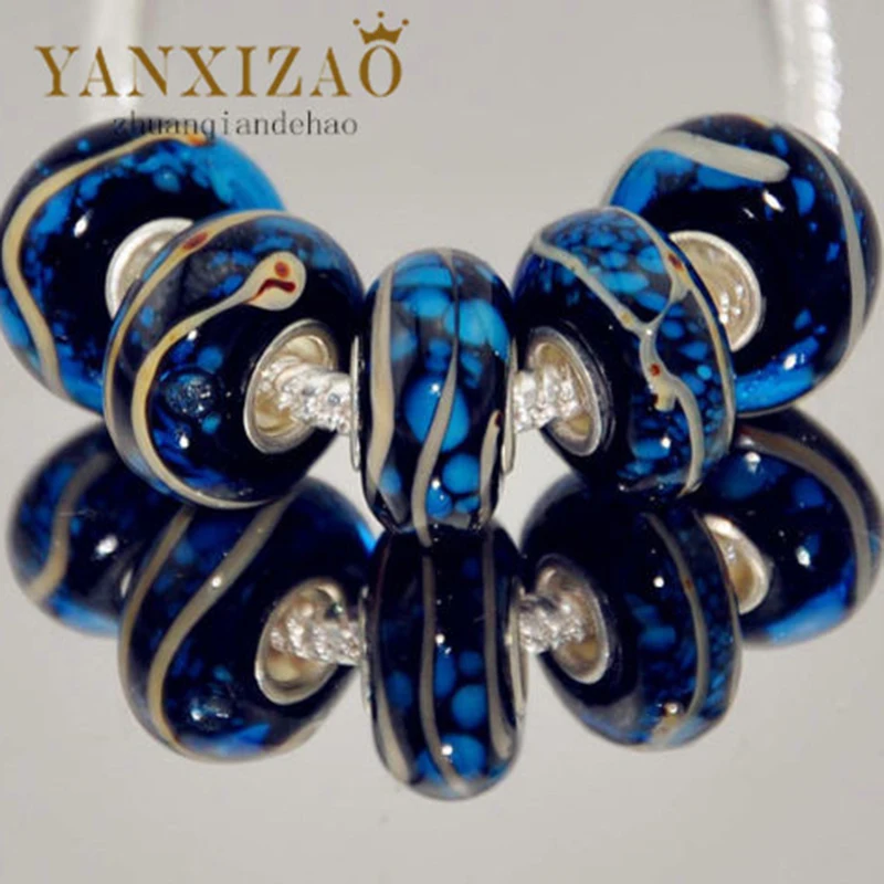 Yanxizao Модные 5 шт. 925 серебро техника Murano Бусины соответственные Пандоре