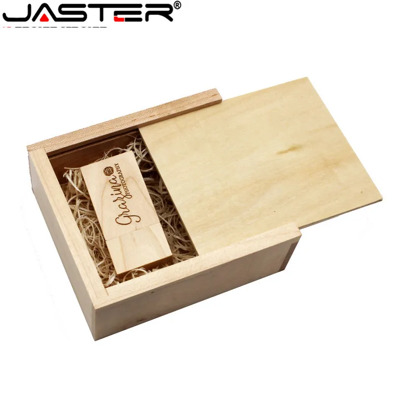 JASTER орех клен фотоальбом деревянный usb+ коробка карта памяти Флешка 8 ГБ 16 ГБ 32 ГБ 64 Гб фотография свадебный подарок 100 мм* 100 мм* 40 мм