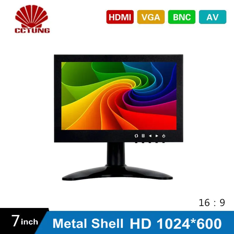

Монитор 7 дюймов HD TFT-LED с металлическим корпусом и разъемом HDMI, VGA, AV, BNC для ТВ, ПК, мультимедиа, микроскопа, экрана промышленной машины
