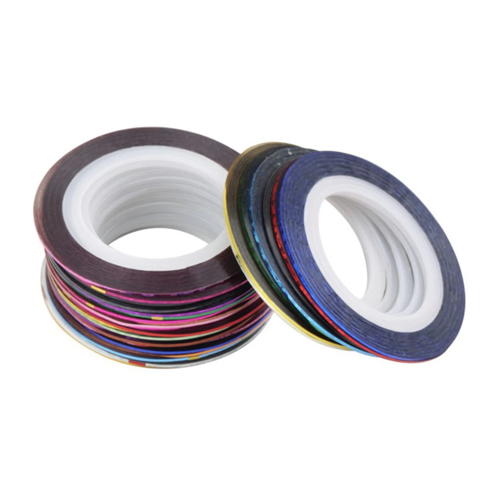 Striping наклейки фольга советы Красочные 30 цветов Красота рулонная лента украшения