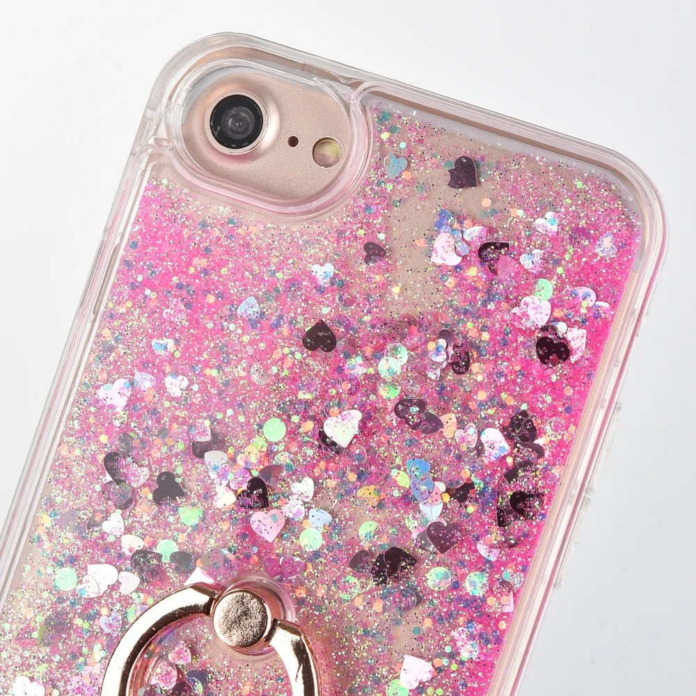 Pone Cover For iphone case 6s plus with ring Bling Glitter Liquid Quicksand Water Sequins 7 8 Plus x 5 5s se Carcasa |