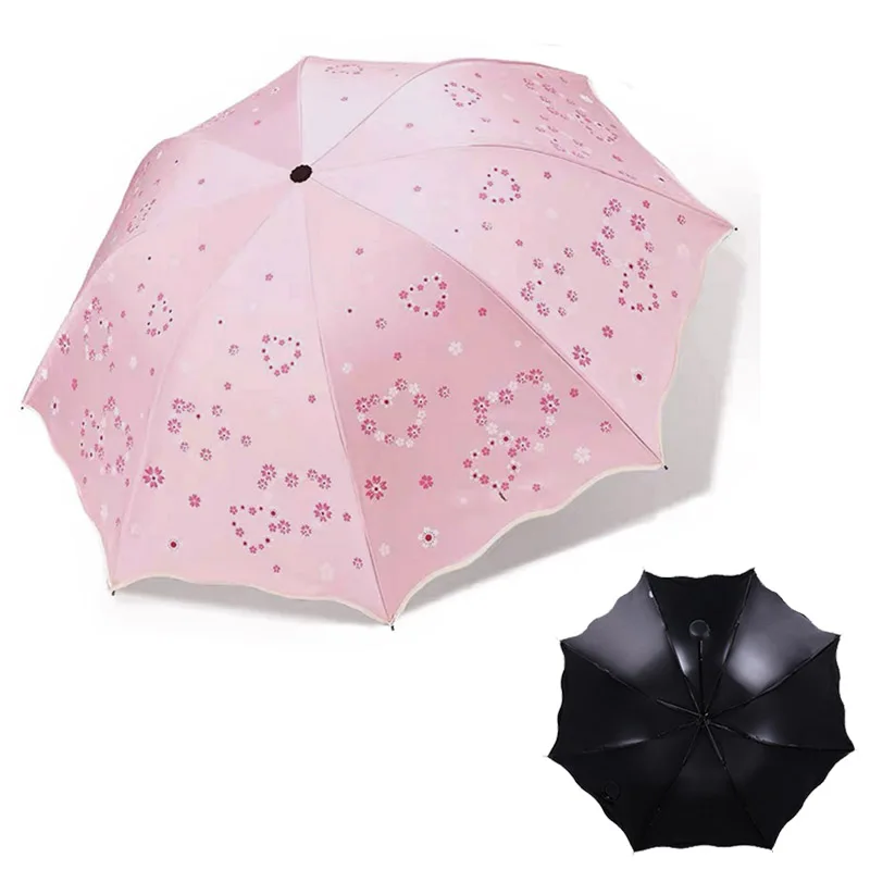 33533 Pink Качественный складной зонтик для женщин, брендовый, для путешествий, анти-УФ, ветрозащитный, дождевик, цветок, модификация, женский, солнцезащитный, для девочек, зонтик, карманные зонтики - Цвет: 33533 Pink