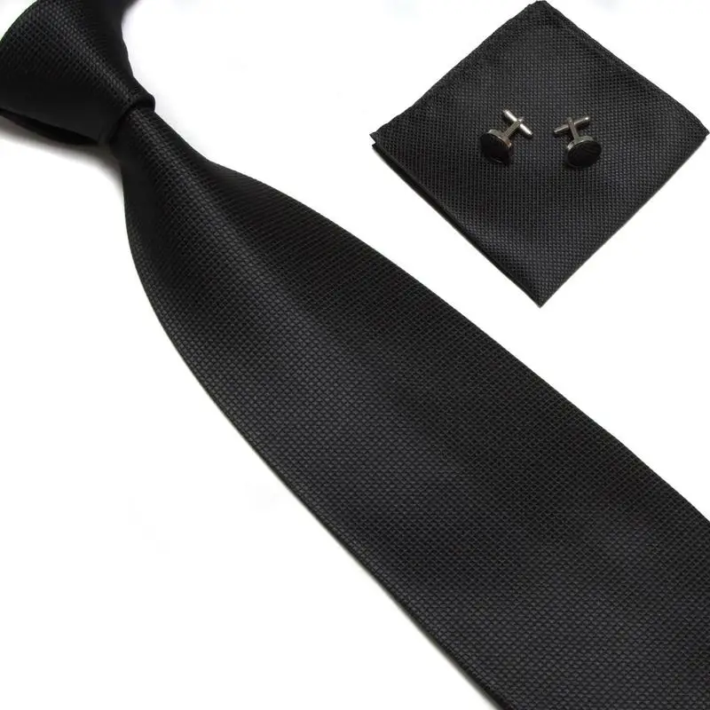 Набор запонок для мужчин, галстук, платок, запонки